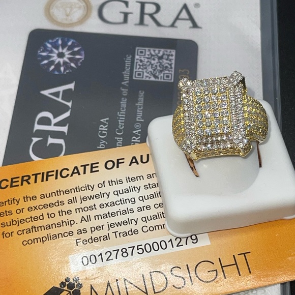 VVS Moissanite ring GRA CERTIFIED 100% passes diamond tester , 14k Gold Vermeil - Picture 8 of 8